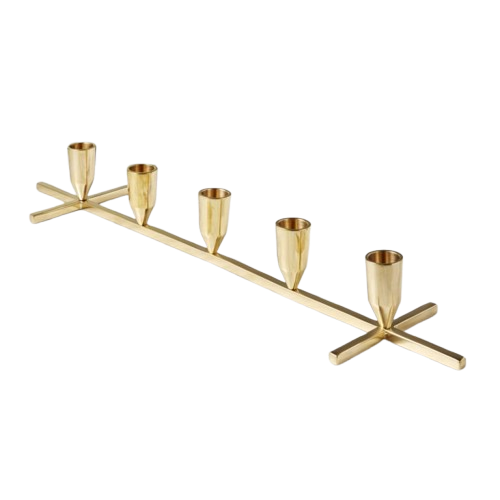 BRASS 5 STICKS MODERN CANDLE HOLDER